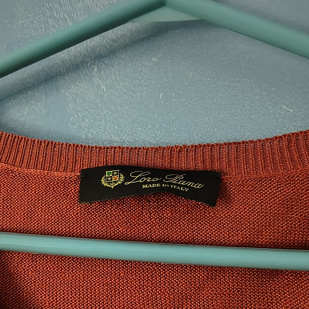 Loro Piana Rust Linen+ Silk V Neck Sweater 40 - Picture 3 of 7